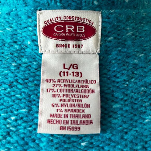 SHRUG Teal Canyon River Blues Sweater Large ~ NEW - Picture 4 of 9